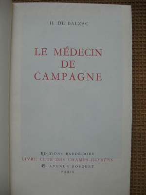Balzac - Le medecin de campagne (in limba franceza) foto