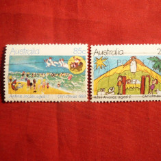 Serie - Craciun - Desene Copii -Australia 1983 , 2 val. stamp.