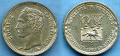 50 Centavos 1960 Venezuela Argint 835 UNC foto