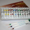 Kit vopsele acrilice set 12 buc + Set 3 pensule nail art, culori acrilice, pensule pentru modele, pensule unghii