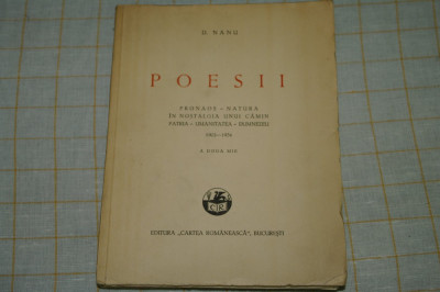 Poesii - D. Nanu - Editura Cartea Romaneasca - 1934 foto
