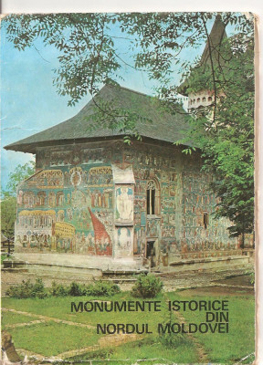 (C1680) MONUMENTE ISTORICE DIN NORDUL MOLDOVEI , ED. MERIDIANE, 1977, POSETA CU 12+2 IMAGINI PE HARTIE CRETATA, DIM. IMAGINI : 11X14 CENTIMETRI foto