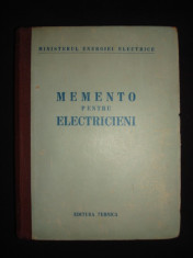 Memento pentru electricieni. Ministerul energiei electrice (1951, ed. cartonata) foto