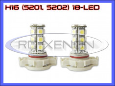 BEC AUTO LED LEDURI - H16 5201, 5202 18-SMD - PROIECTOR LOGAN PH2 FACELIFT - LUMINI DE ZI, FAZA LUNGA (FLASH), PROIECTOARE - CULOARE ALB XENON 6000K foto