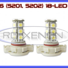 BEC AUTO LED LEDURI H16 5201, 5202 18 SMD - LOGAN PH2 DRL FAZA LUNGA PROIECTOARE