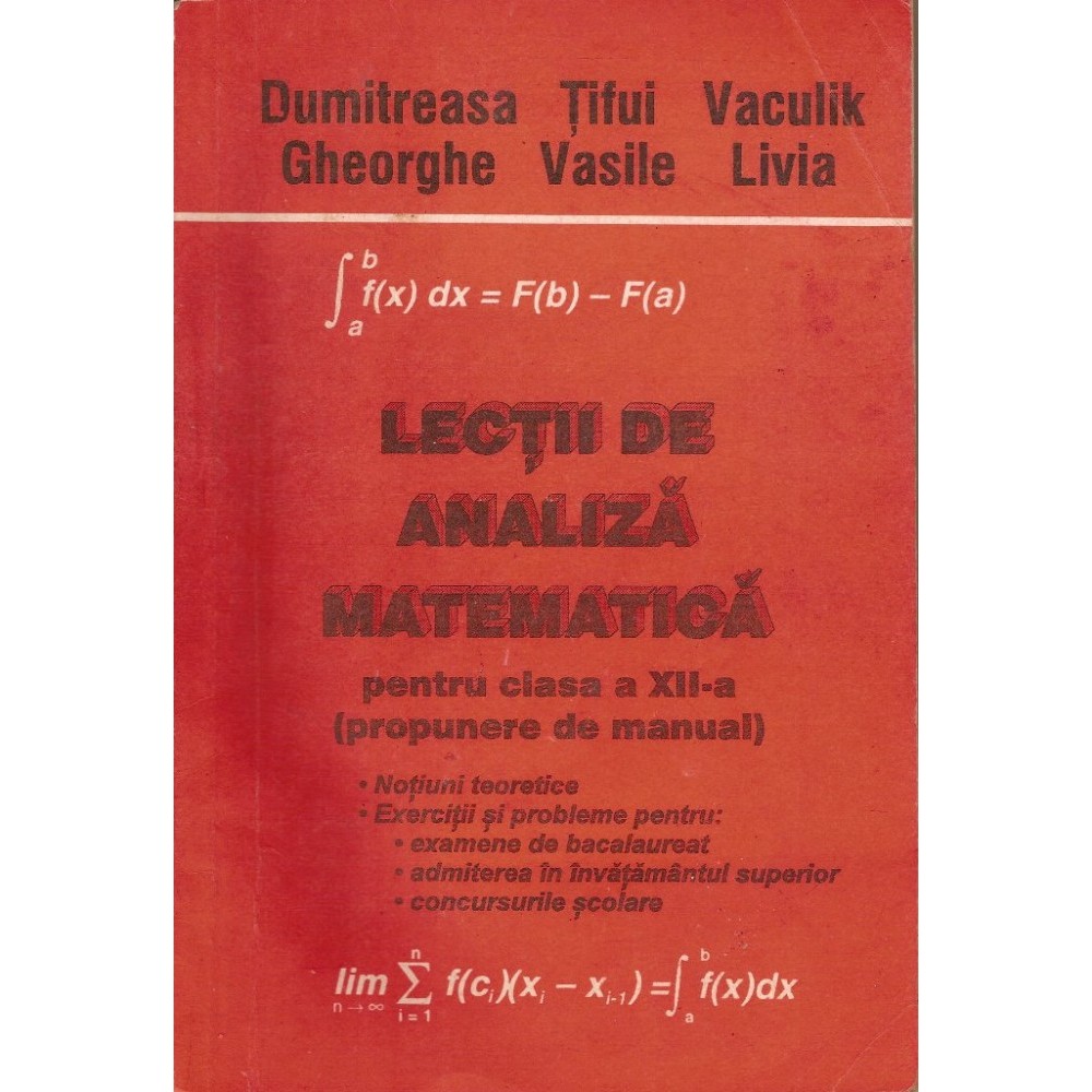 Lectii De Analiza Matematica Dumitreasa Gheorghe Tifui Vasile