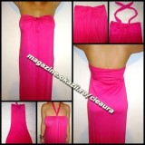 ROCHIE LUNGA FUCSIA ROZ CICLAM BUMBAC FIN CU / FARA BRETELE VARA PLAJA CLUB ZI SEARA ROCHII made in ITALY, Maxi