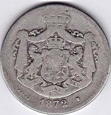 5.Romania 2 LEI 1872 argint 10 grame,puritate 0.835,RARA foto