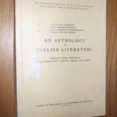 AN ANTHOLOGY OF ENGLISH LITERATURE - Ana Cartianu - 1972, 615p.