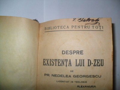 Nedelea Georgescu-Despre existenta lui Dumnezeu foto