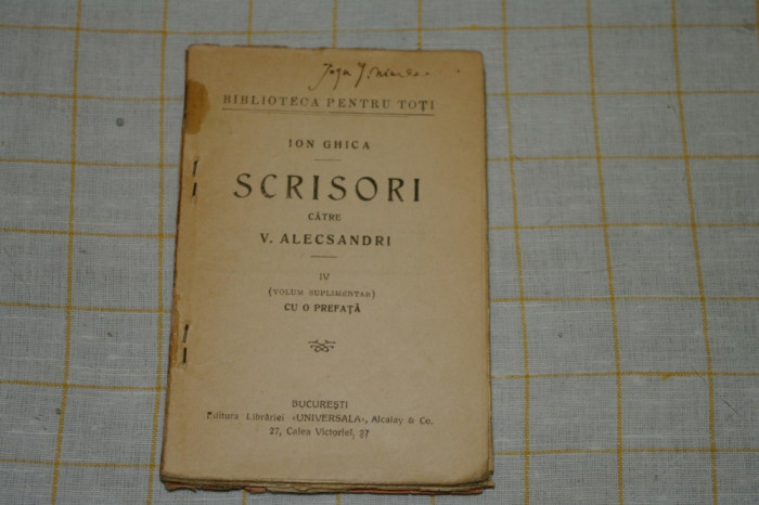 Ion Ghica - Scrisori catre V. Alecsandri - Vol IV - Alcalay