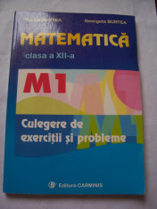 MATEMATICA M 1 CLASA A XII A , CULEGERE DE EXERCITII SI PROBLEME ! foto