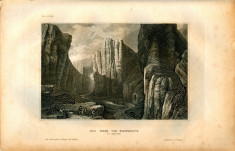 Pasul Pancorvo (regiunea Burgos) - Spania - Tipogravura - Meyers Universum 1833-1861 foto