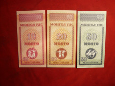 Set 3 Bancnote de 10 , 20 , 50 , MONGOLIA , NC foto