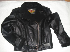 Jacheta dama moto,Harley Davidson, culoare neagra, imblanita, marimea S/M foto