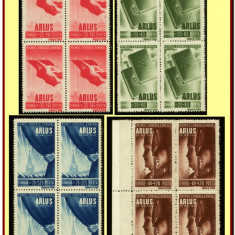 Romania 1945 - Primul Congres ARLUS, LP 171 in blocuri de 4 timbre MNH