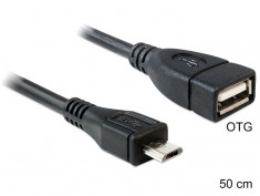 Cablu USB micro-B tata, la USB 2.0-A mama OTG 50 cm - 83183 foto