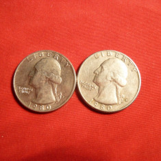 Set -1 Quarter 1980p ,1980d SUA ,metal alb ,cal.F.Buna