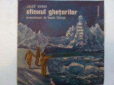 Disc vinil vinyl pick-up ELECTRECORD JULES VERNE Sfinxul Ghetarilor rar vechi colectie foto