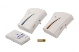Sonerie Fara Fir Wireless cu 2 Receptoare, 3 Melodii, Raza 30m, Avertizare Luminoasa, Alimentare Priza &amp; Baterie