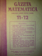 Gazeta matematica - Nr. 11-12 / 1987 , Anul XCII foto