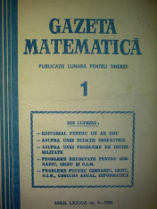 Gazeta matematica - Nr. 1 / 1981 , Anul LXXXVI foto