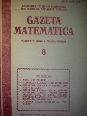 Gazeta matematica - Nr. 8 / 1989 , Anul XCIV foto