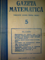 Gazeta matematica - Nr. 5 / 1981 , Anul LXXXVI foto