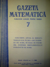 Gazeta matematica - Nr. 7 / 1981 , Anul LXXXVI foto