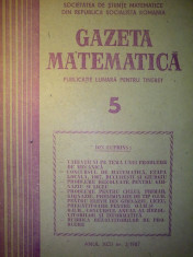 Gazeta matematica - Nr. 5 / 1987 , Anul XCII foto