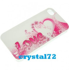 Livrare gratuita! Husa hard case termorezistenta Love Heart, pentru Iphone 4, 4S, foarte draguta + folie ecran + laveta, calitate foto