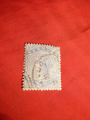 Timbru 2 1/2 Pence 1884 albastru Bermude , stamp. foto