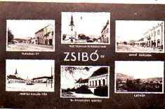 Ok-1200- Romania, Jibou, c.p. multi circ. 1942: Strada, hotel, castel, biserica foto