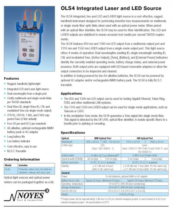 SURSA OPTICA LASER OLS4 (OPTICAL LASER SOURCE with Wawe ID)