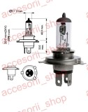 Bec Auto Halogen H4 12V 55W Alb Cald