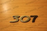 Emblema 307 Peugeot, Plastic, 100mm, Banda Dublu Adeziva, Caroserie, Piese Auto