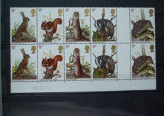 ANGLIA 1977 - FAUNA ANIMALE SALBATICE MICI, MNH IN PERECHE STRAIF CU PUNTE, N5 foto