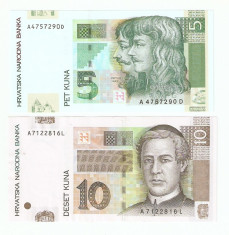 CROATIA - Lot 2 bancnote - 5 si 10 Kuna / 2006 foto