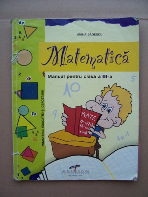 MATEMATICA CLASA A III A - ANINA BADESCU foto