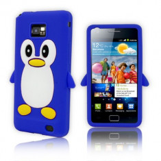 Husa Silicon+Folie Protectie Ecran-Albastru Pinguin- Samsung Galaxy S2 II I9100-Livrare Gratuita ! foto