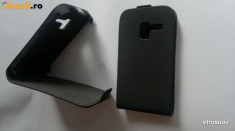 Toc piele neagra flip Samsung Galaxy Ace Plus s7500 husa black leather + folie protectie ecran foto