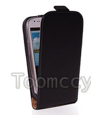 Toc piele neagra flip Samsung Galaxy S3 Mini i8190 + folie protectie ecran + expediere gratuita foto