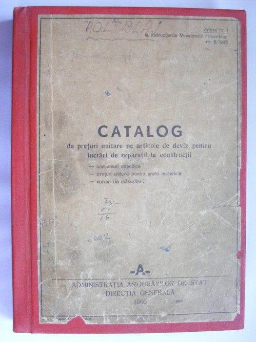 Catalog de preturi unitare pe articole de deviz pentru lucrari - 1966
