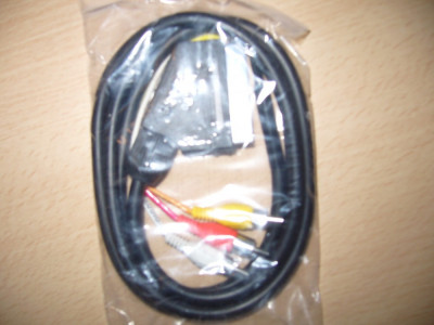 Cablu scart tata - 3 x RCA tata cu comutator 1,5m / Cablu SCART - 3 RCA foto