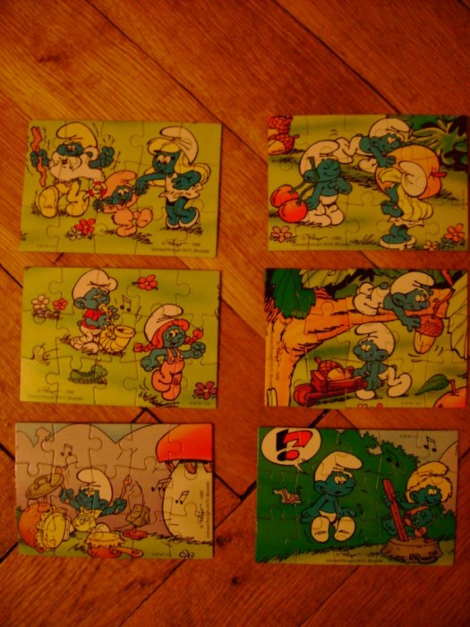 Set lot colectie 6 puzzle Kinder Surprise Smurfs Strumfii Strumpfii Strumfi ou surprize foto mare Set lot colectie 6 puzzle Kinder Surprise Smurfs Strumfii Strumpfii Strumfi ou surprize foto mare