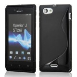 Husa Sony Xperia J Sony ST26i ST26a + stylus, Negru, Gel TPU