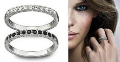 Swarovski Crystal Mix Ring (2 inele cu pietre Swarovski alb si negru) Livrare gratuita! foto