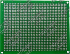 cablaj de test, verde, sticlotextolit, dublu placat - 90x150 mm, cu gauri metalizate T0592 foto