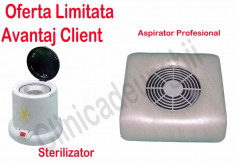 Set Sterilizator Quartz(bile quart incluse)+aspirator colector Mare alb(italia(garantie) kit unghii,unghii cu gel,manichiura pedichiura foto