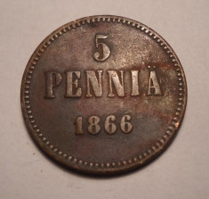 Finlanda 5 pennia 1866 foto